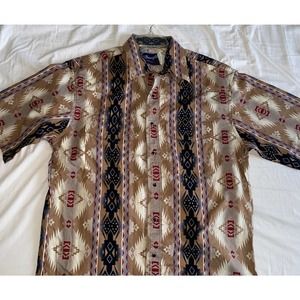 Vintage Wrangler western aztec southwestern Cowboy Shirt large
